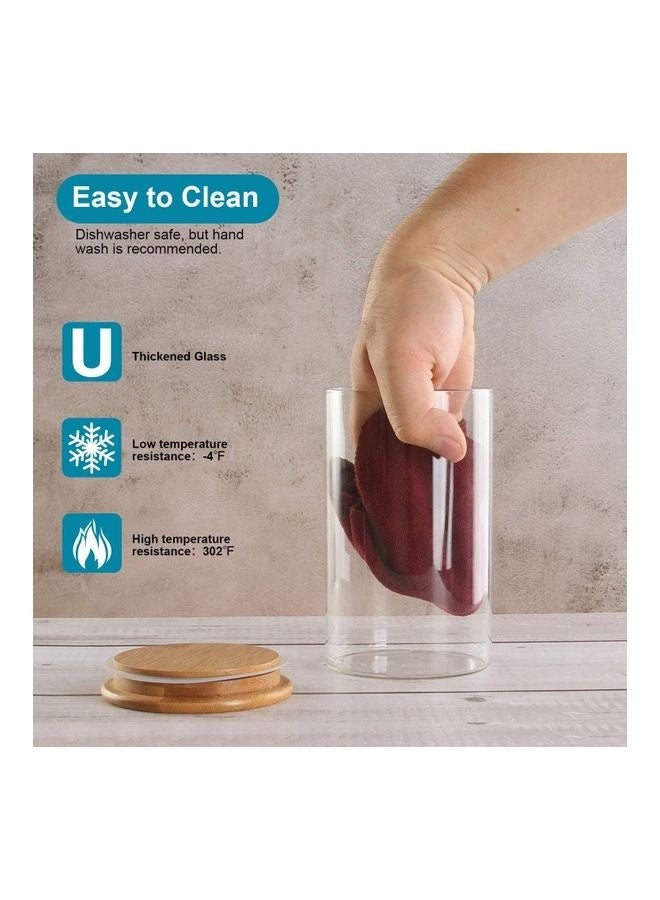 3 Piece Glass Food Container Set With Airtight Bamboo Lid Clear 750ml - Image 2